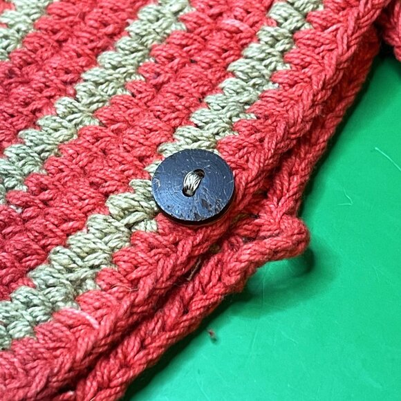 Gypsy Rose Orange Stripe Crochet Purse Nepal Handmade Cotton Boho Hippie Bag - Picture 3 of 12